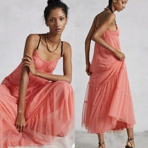 Anthropologie Coral Midi Dress
